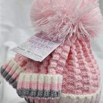 Blue/White and Grey and Pink/White and Grey Ribbed Hat and Mitten Set NB-12(m) - Image 3