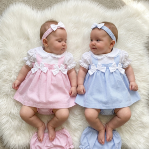 Baby Girl Striped Dress Set With Bows