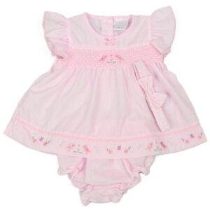 Pink Floral Dress and Pant Set For Baby Girl